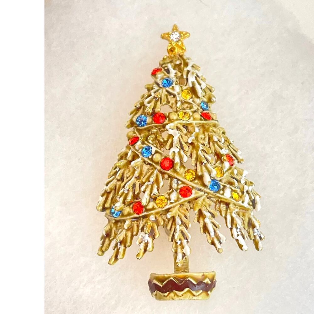 Art Signed Jewelry Creations Vintage Christmas Tree Brooch EUC